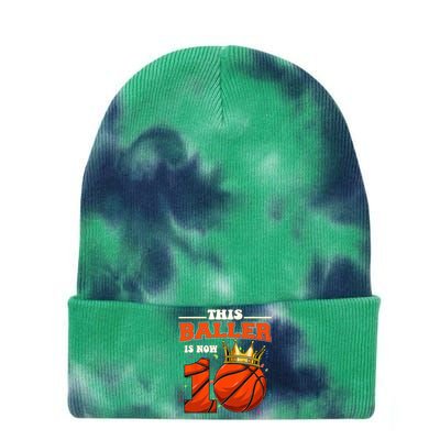 Basketball 10th Birthday Bball 10 Years Old Tie Dye 12in Knit Beanie