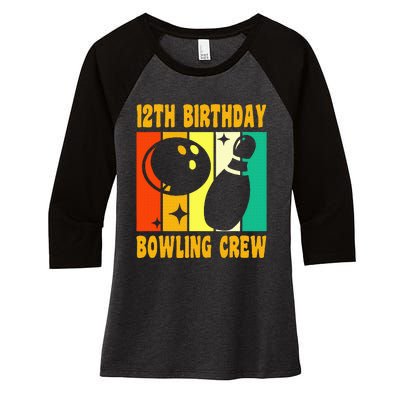 Bowling 12th Birthday Women's Tri-Blend 3/4-Sleeve Raglan Shirt