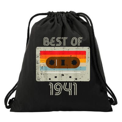 Best 1941 Cassette Tape Retro 80 Year Old 80th Birthday Drawstring Bag