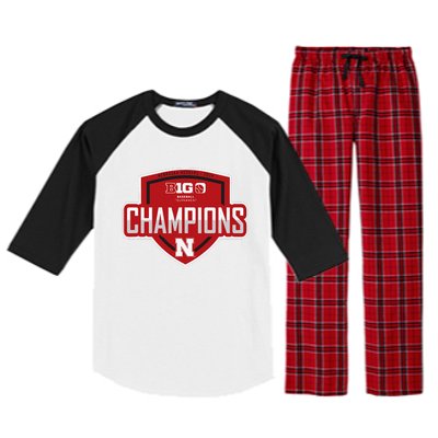 Big 10 Champs 2024 Baseball Locker Room Raglan Sleeve Pajama Set