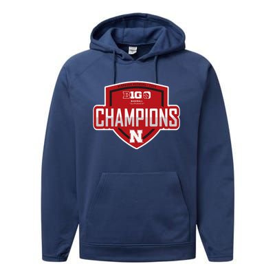 Big 10 Champs 2024 Baseball Locker Room Performance Fleece Hoodie