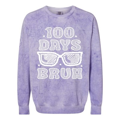 Bruh 100 Days Of School 100th Day Of School Sunglasses Colorblast Crewneck Sweatshirt