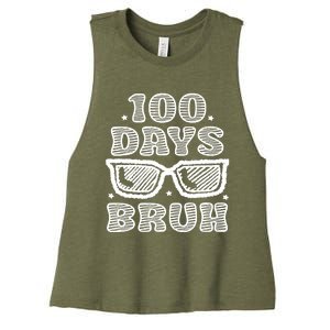 Bruh 100 Days Of School 100th Day Of School Sunglasses Women's Racerback Cropped Tank