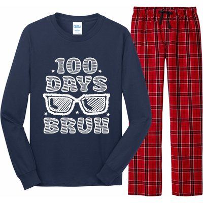 Bruh 100 Days Of School 100th Day Of School Sunglasses Long Sleeve Pajama Set