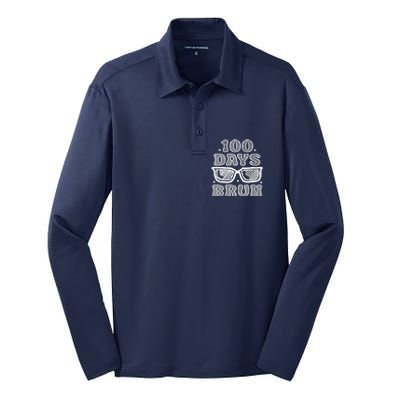 Bruh 100 Days Of School 100th Day Of School Sunglasses Silk Touch Performance Long Sleeve Polo