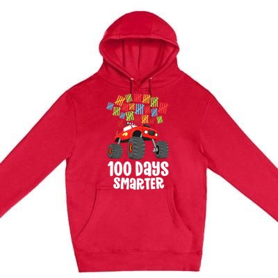 Boys 100th Day Of School Monster Truck 100 Smarter Premium Pullover Hoodie