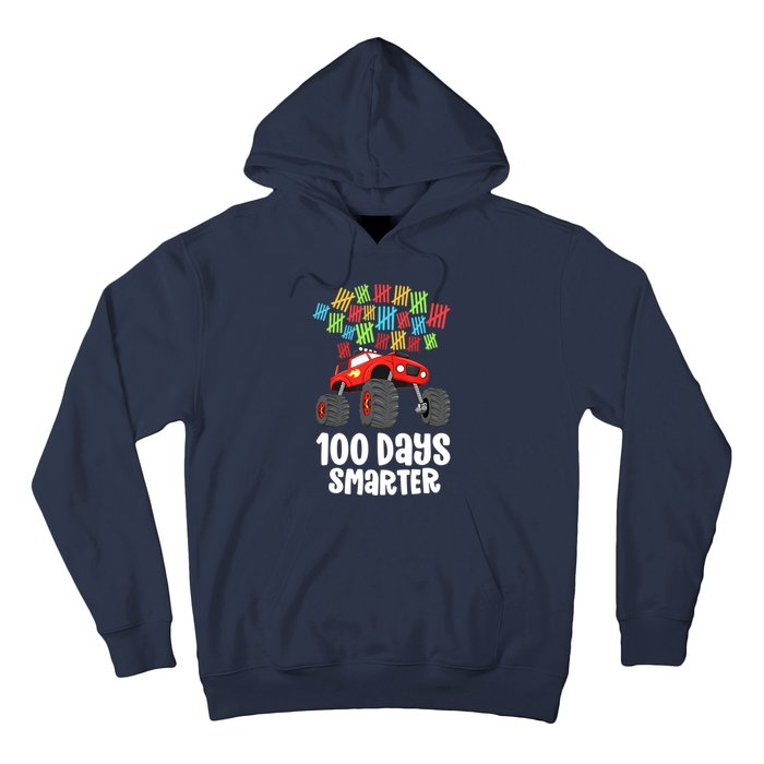 Boys 100th Day Of School Monster Truck 100 Smarter Hoodie