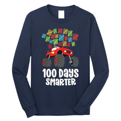 Boys 100th Day Of School Monster Truck 100 Smarter Long Sleeve Shirt