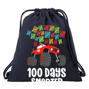 Boys 100th Day Of School Monster Truck 100 Smarter Drawstring Bag