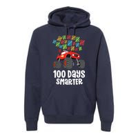 Boys 100th Day Of School Monster Truck 100 Smarter Premium Hoodie