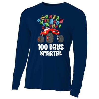 Boys 100th Day Of School Monster Truck 100 Smarter Cooling Performance Long Sleeve Crew