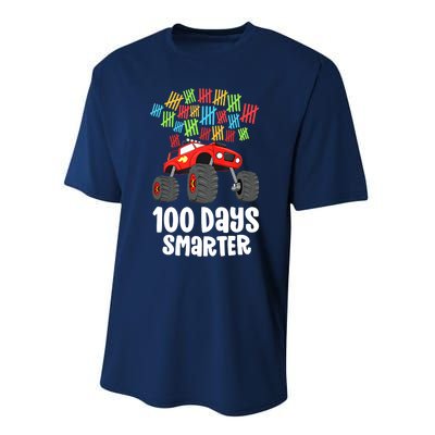 Boys 100th Day Of School Monster Truck 100 Smarter Performance Sprint T-Shirt