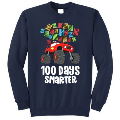 Boys 100th Day Of School Monster Truck 100 Smarter Tall Sweatshirt