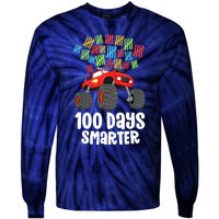 Boys 100th Day Of School Monster Truck 100 Smarter Tie-Dye Long Sleeve Shirt