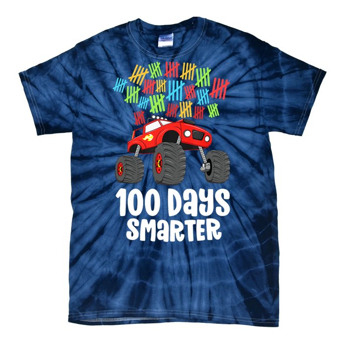 Boys 100th Day Of School Monster Truck 100 Smarter Tie-Dye T-Shirt