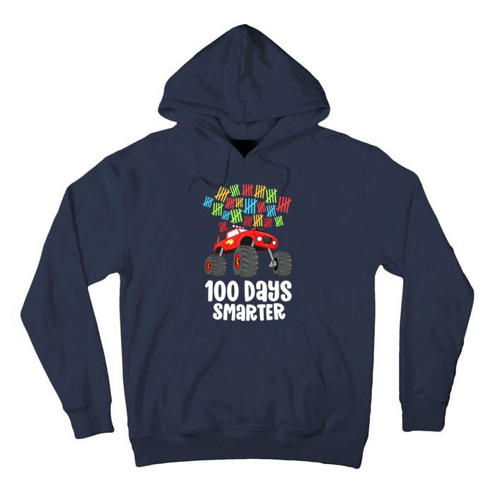 Boys 100th Day Of School Monster Truck 100 Smarter Tall Hoodie