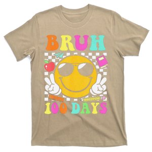 Bruh 100 Days Smile Face Teacher 100th Day Of School T-Shirt