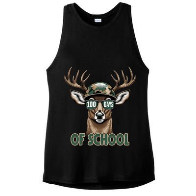 Bucked 100 Days Of School Deer Student 100th Day Ladies PosiCharge Tri-Blend Wicking Tank