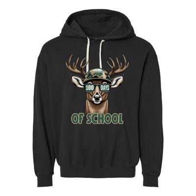 Bucked 100 Days Of School Deer Student 100th Day Garment-Dyed Fleece Hoodie
