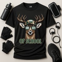 Bucked 100 Days Of School Deer Student 100th Day Cooling Performance Crew T-Shirt