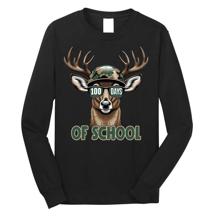 Bucked 100 Days Of School Deer Student 100th Day Long Sleeve Shirt