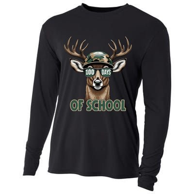 Bucked 100 Days Of School Deer Student 100th Day Cooling Performance Long Sleeve Crew