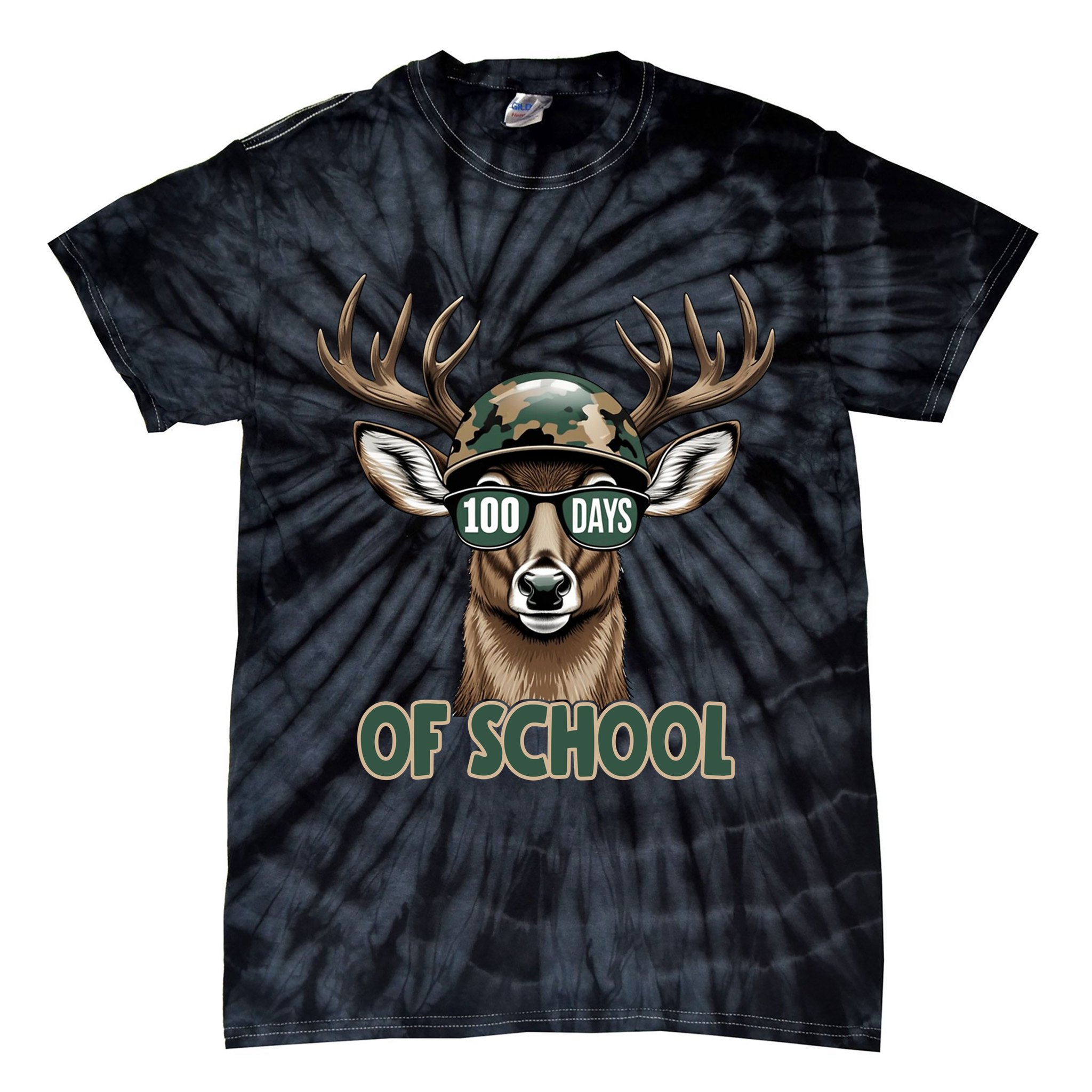 Bucked 100 Days Of School Deer Student 100th Day Tie-Dye T-Shirt