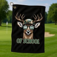 Bucked 100 Days Of School Deer Student 100th Day Golf Towel