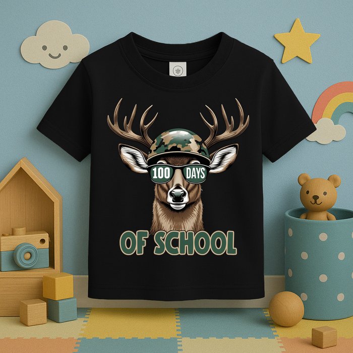 Bucked 100 Days Of School Deer Student 100th Day Toddler T-Shirt