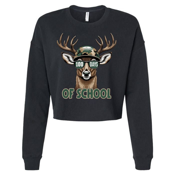 Bucked 100 Days Of School Deer Student 100th Day Cropped Pullover Crew