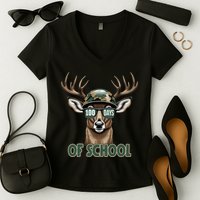 Bucked 100 Days Of School Deer Student 100th Day Women's V-Neck T-Shirt