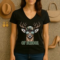 Bucked 100 Days Of School Deer Student 100th Day Women's V-Neck T-Shirt