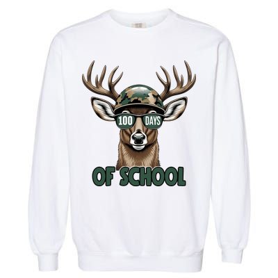 Bucked 100 Days Of School Deer Student 100th Day Garment-Dyed Sweatshirt