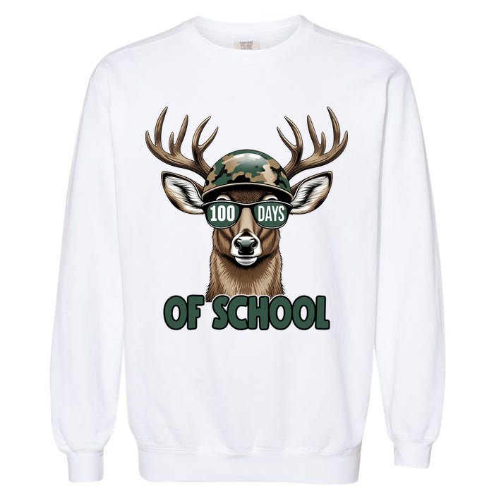 Bucked 100 Days Of School Deer Student 100th Day Garment-Dyed Sweatshirt