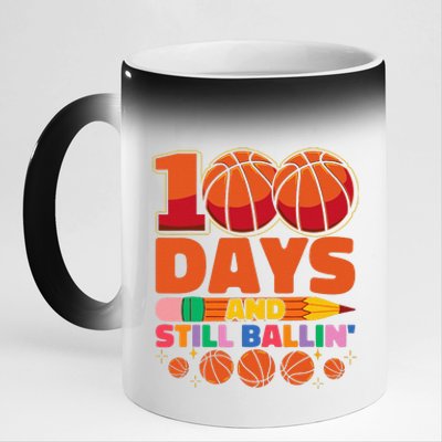 Basketball 100th Day Of School 100 Days Of School 11oz Black Color Changing Mug