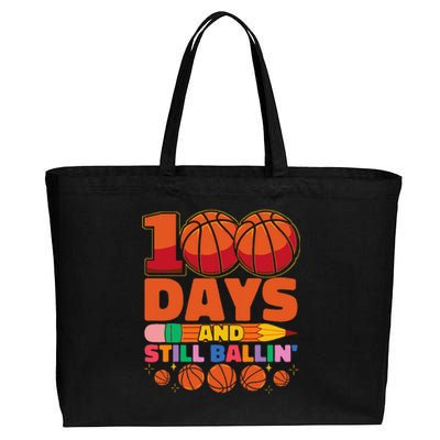 Basketball 100th Day Of School 100 Days Of School Cotton Canvas Jumbo Tote