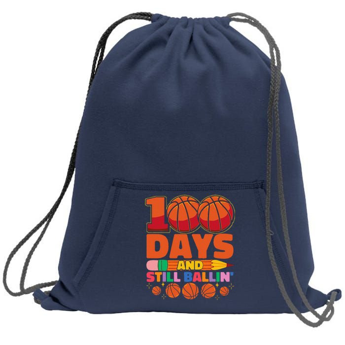 Basketball 100th Day Of School 100 Days Of School Sweatshirt Cinch Pack Bag