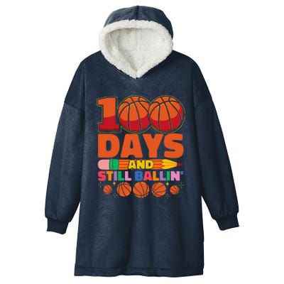 Basketball 100th Day Of School 100 Days Of School Hooded Wearable Blanket