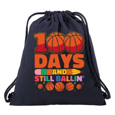 Basketball 100th Day Of School 100 Days Of School Drawstring Bag