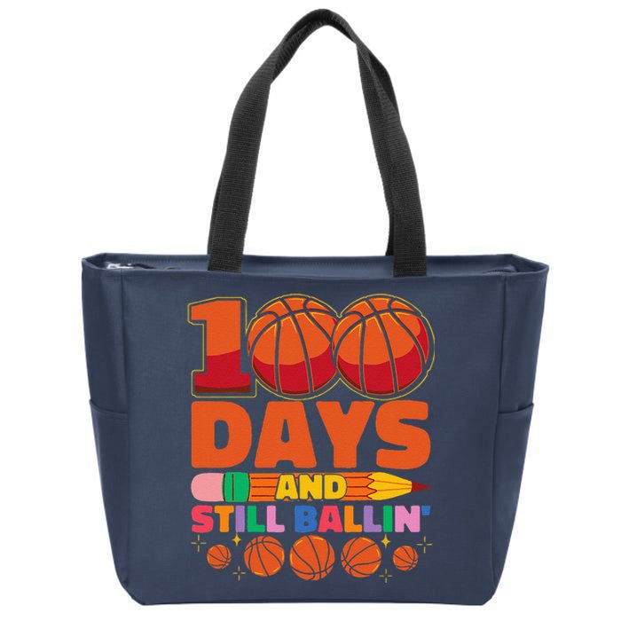 Basketball 100th Day Of School 100 Days Of School Zip Tote Bag