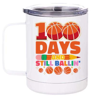 Basketball 100th Day Of School 100 Days Of School 12 oz Stainless Steel Tumbler Cup