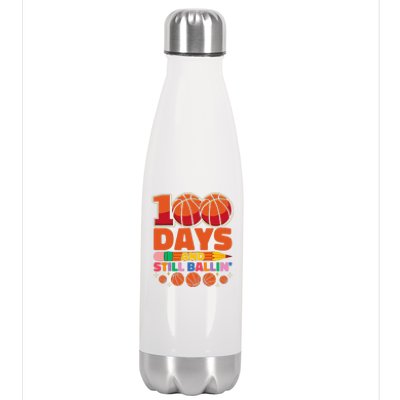 Basketball 100th Day Of School 100 Days Of School Stainless Steel Insulated Water Bottle