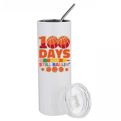 Basketball 100th Day Of School 100 Days Of School Stainless Steel Tumbler