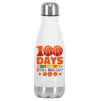 Basketball 100th Day Of School 100 Days Of School Stainless Steel Insulated Water Bottle