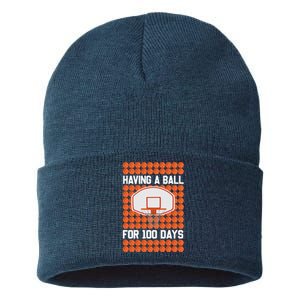 Boy 100 Days Of School Pun 100th Day Sport Basketball Sustainable Knit Beanie