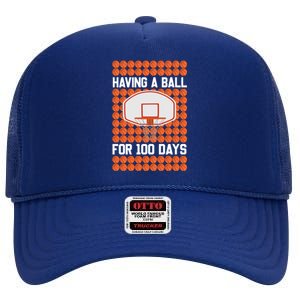 Boy 100 Days Of School Pun 100th Day Sport Basketball High Crown Mesh Back Trucker Hat