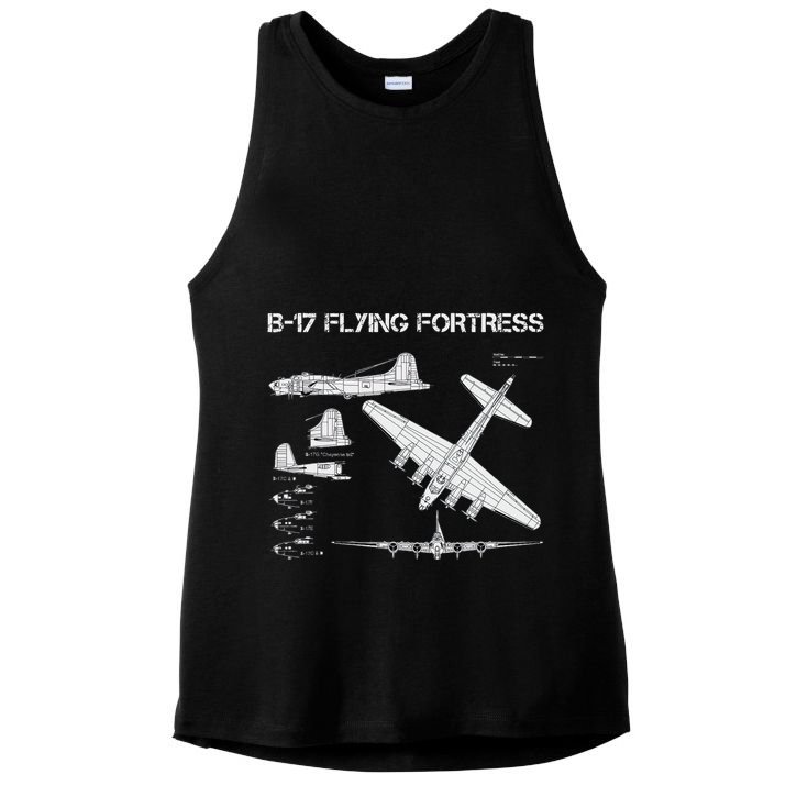 B 17 Flying Fortress Ww2 Heavy Bomber Aircraft Blueprint Ladies PosiCharge Tri-Blend Wicking Tank