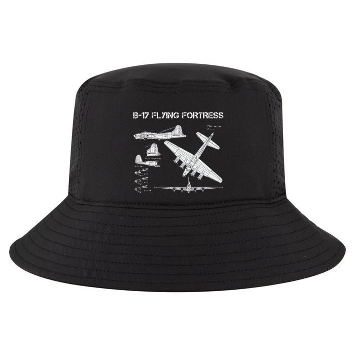 B 17 Flying Fortress Ww2 Heavy Bomber Aircraft Blueprint Cool Comfort Performance Bucket Hat