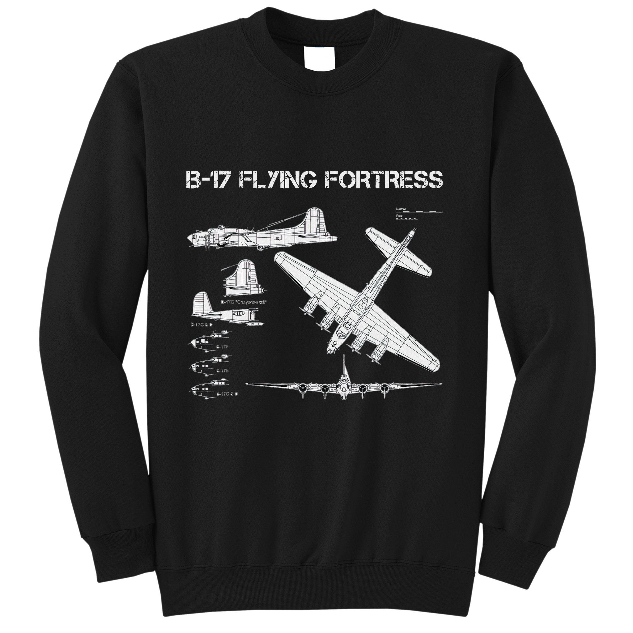 B 17 Flying Fortress Ww2 Heavy Bomber Aircraft Blueprint Sweatshirt