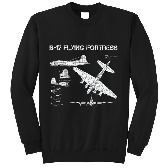 B 17 Flying Fortress Ww2 Heavy Bomber Aircraft Blueprint Sweatshirt